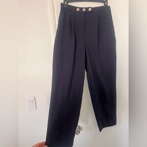 Zara High-Waist Navy Trousers